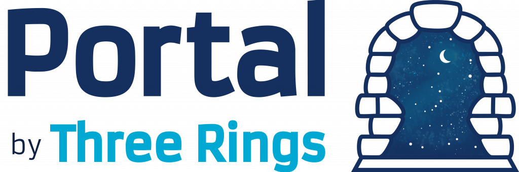 This image reads "Portal by Three Rings", and features a stylised logo of a portal